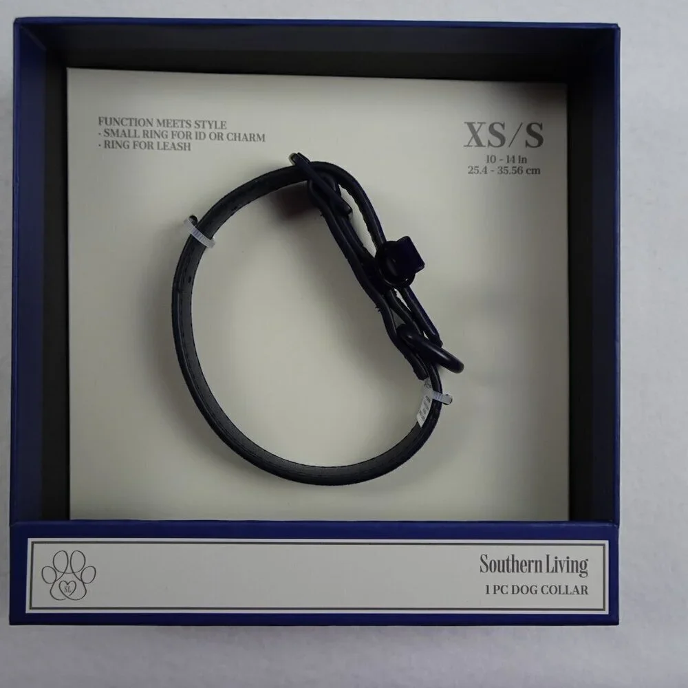 Southern Living Faux Leather Dog Collar Size XS / SMALL Blue Adjustable
